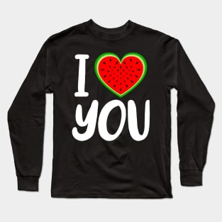 I Love Watermelon Melon Summer Vacation Seasonal Fruit Long Sleeve T-Shirt